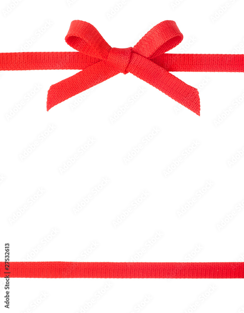 Red ribbon with a bow isolated on white background Red ribbon with a bow isolated on white background