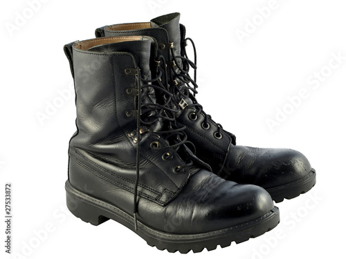 Fotobehang Black British Army Issue Combat Boots