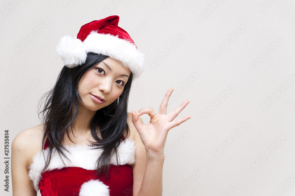 a portrait of santa girl isolated on white background a portrait of santa girl isolated on white background