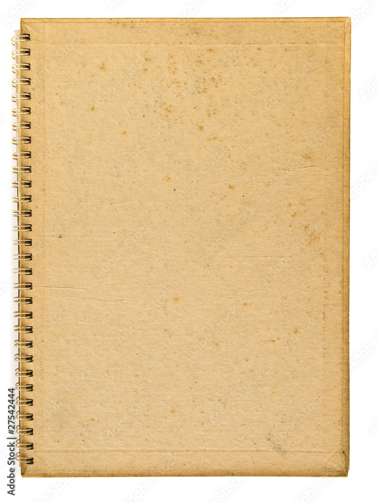 Fototapeta premium Old recycle spiral notebook isolated on white background