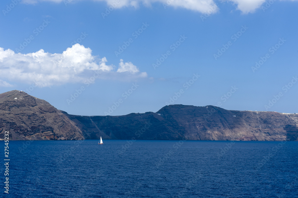 Gorgeous view of romantic Santorini's coast. Greece.