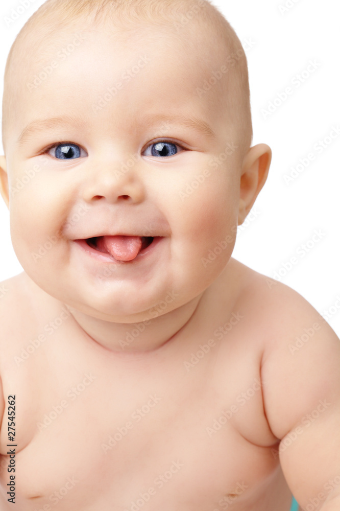 Happy toddler smiling, sticking his tongue out Happy toddler smiling, sticking his tongue out