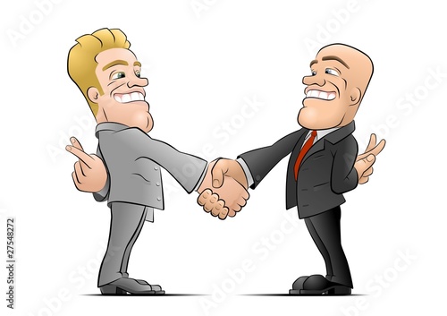 The Deal. Businessmans grasping hands and hiding crossed fingers
