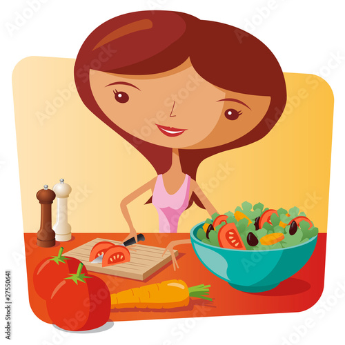 Woman Making Salad