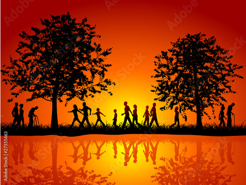 People walking in the countryside