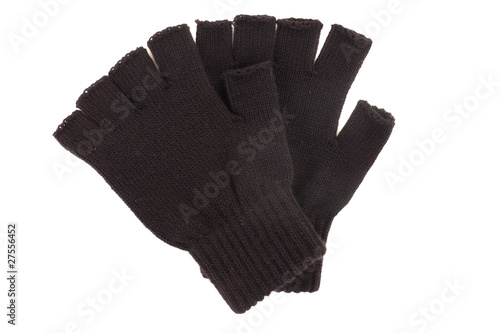 Pair of black knitted gloves