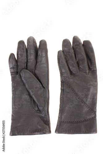 Woman's black leather gloves