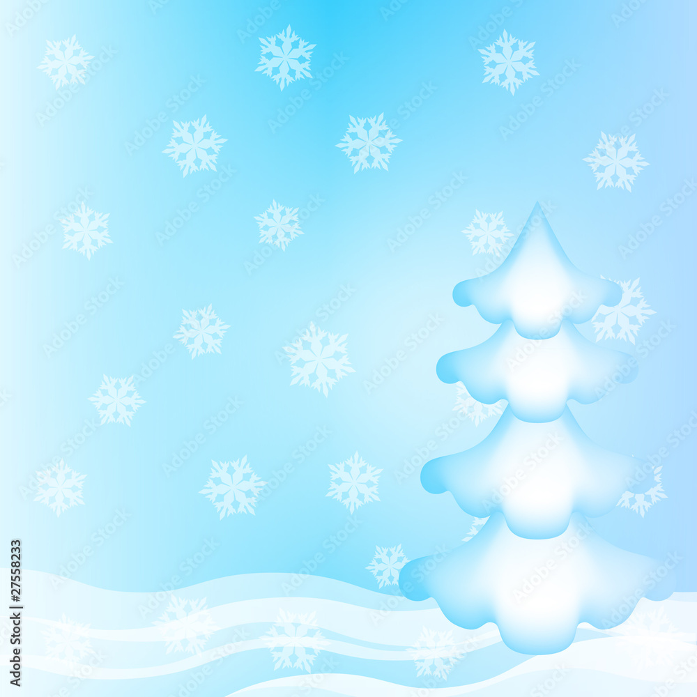 Blue snowflakes winter background