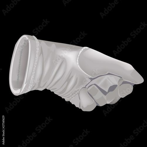 The white glove on a black background