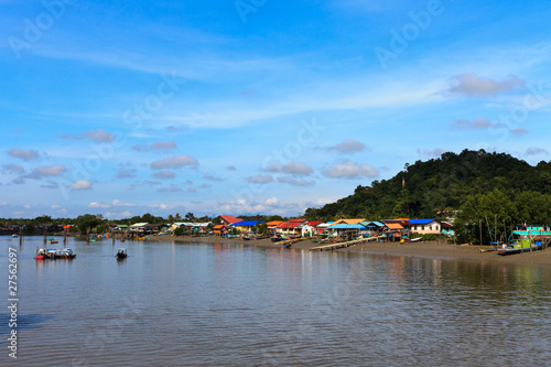 Village in Asia near the river