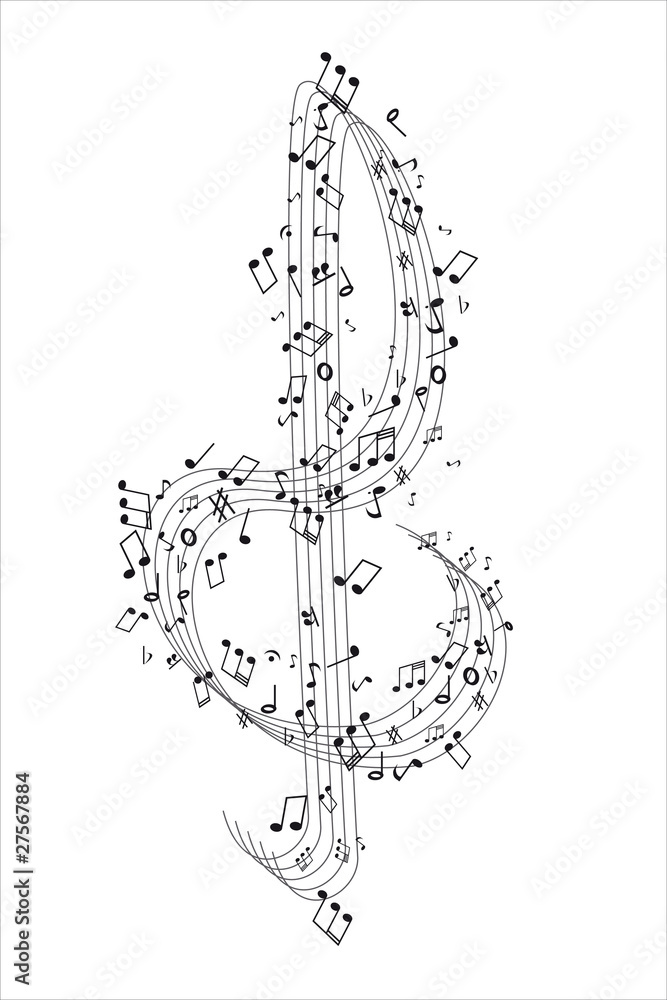 Fototapeta premium Treble Cleff and music notes