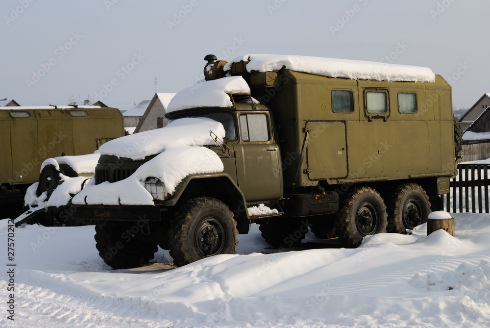 military truck-van on preservations for winter period