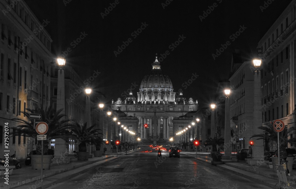 Vaticano,Via Conciliazione de noche