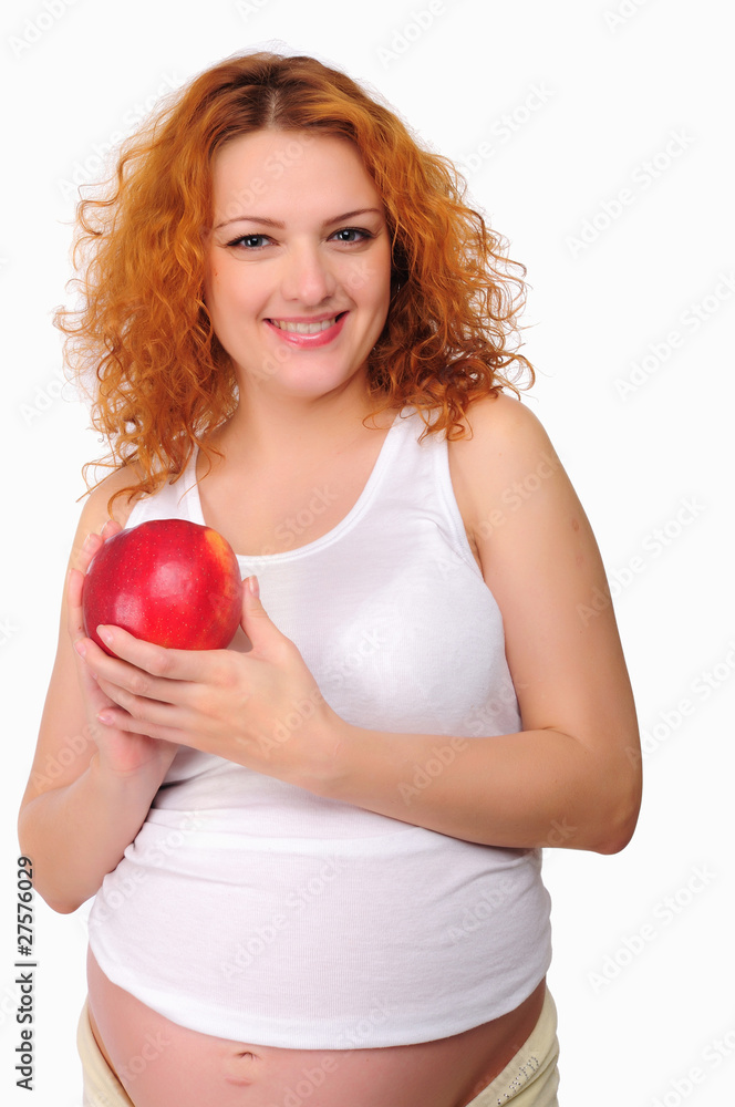 Young redhead pregnant mom