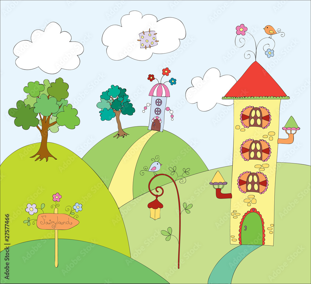 Naklejka premium Fairyland. Vector illustration