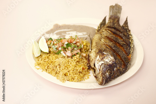 Mojarra Frita, a Mexican entree with fish photo