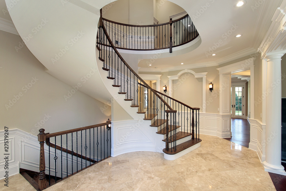 Obraz premium Foyer with curved staircase
