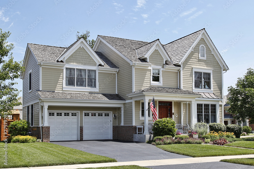 Suburban home with front porch