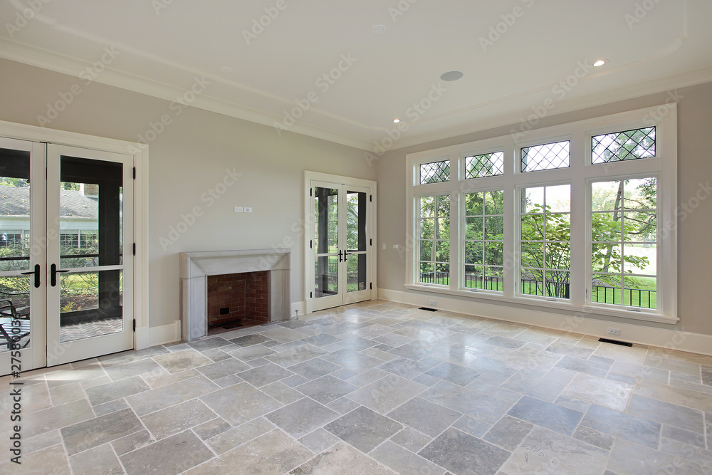 Obraz premium Family room with fireplace
