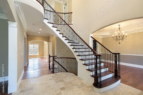 Foyer with spiral staircase