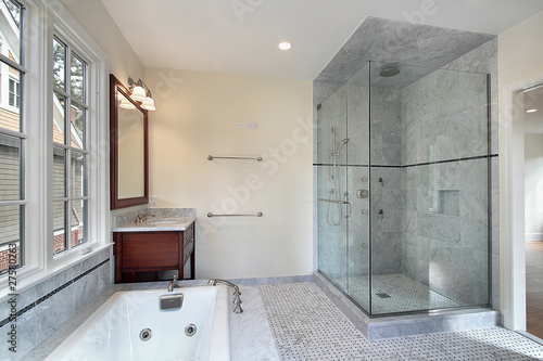 Master bath with glass shower