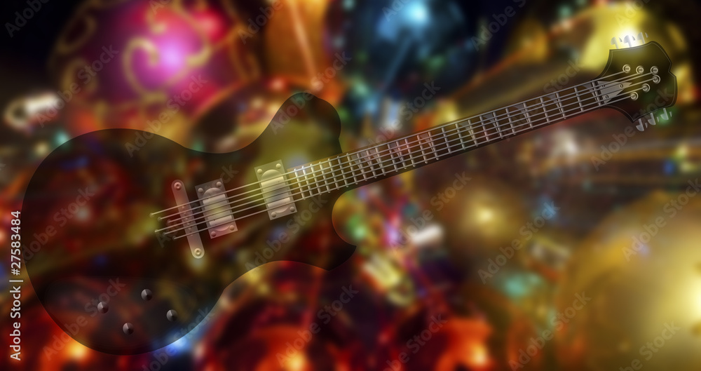 Obraz premium black beautiful electric guitars on a sparkling background