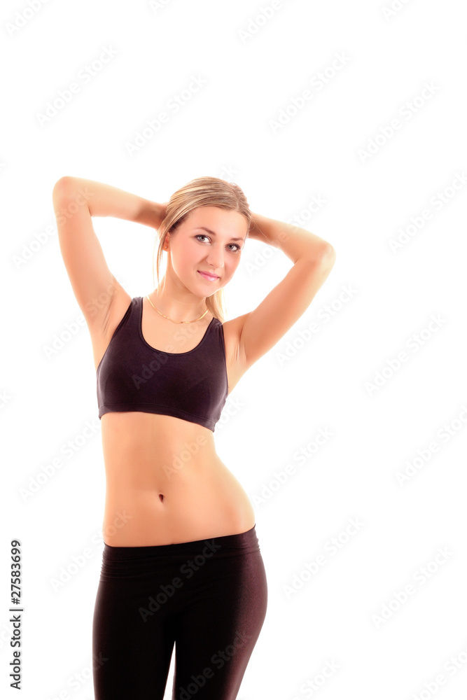 pretty young girl in sport clothe isolated on white pretty young girl in sport clothe isolated on white