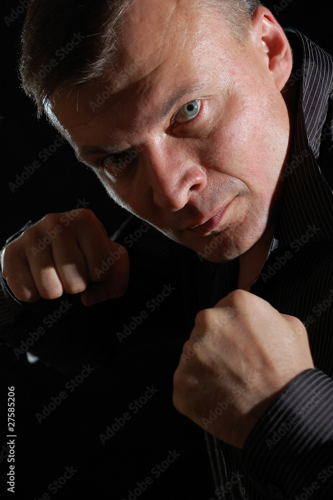 angry man boxing