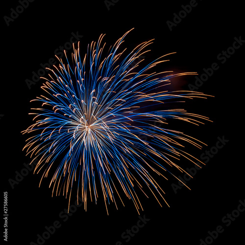 blue and orange firework