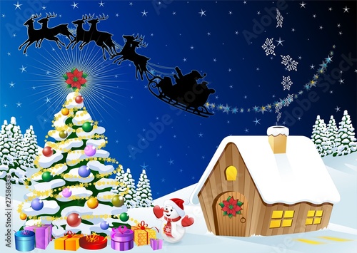 Natale Paesaggio-Chistmas Lanscape-Noël Paysage-Vector