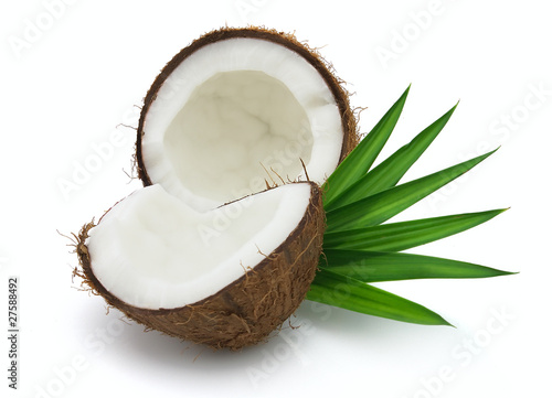 Obraz na płótnie Coconut with leaves