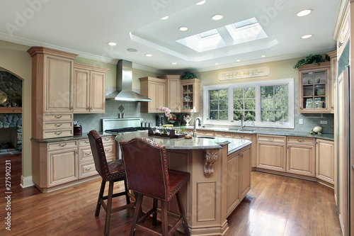 Luxury kitchen with oak wood cabinetry © pics721