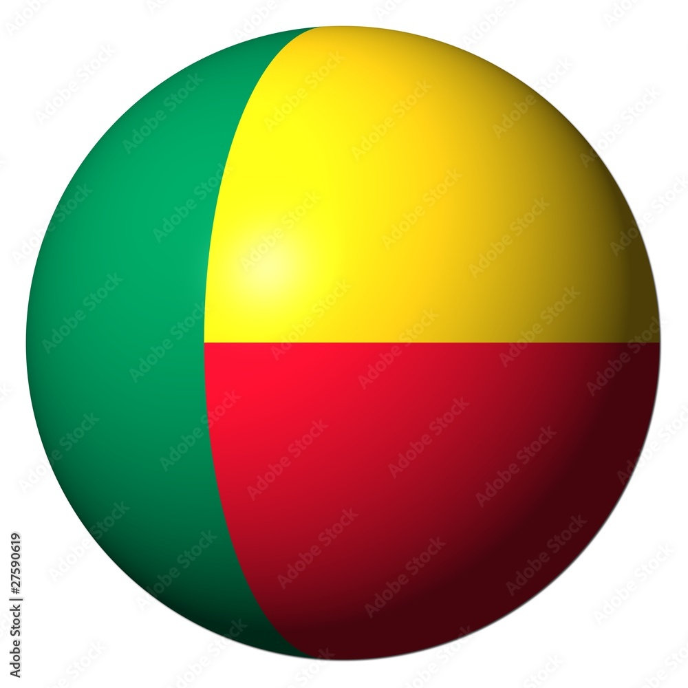 Fototapeta premium Benin flag sphere isolated on white illustration