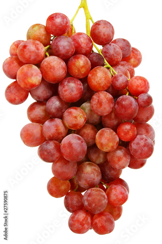 Bunch of ripe pink grapes.