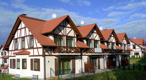 Row of attractive newly constructed condos in Sigulda, Latvia
