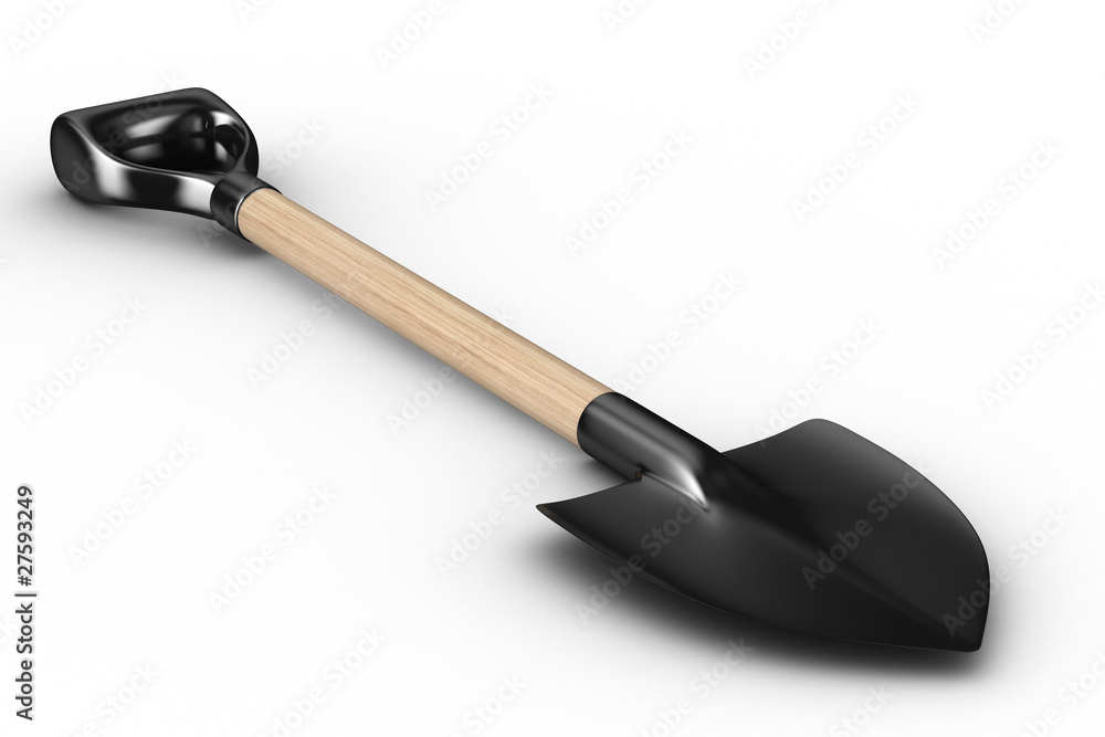 Shovel on white background. garden tool. Isolated 3D image Shovel on white background. garden tool. Isolated 3D image