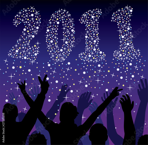 2011 vector background with silhouettes of people