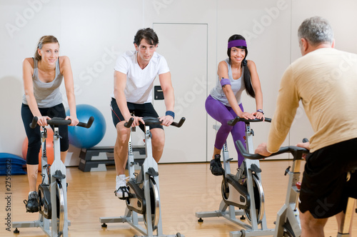 Spinning exercises with instructor