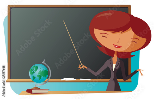 School Teacher With Blackboard