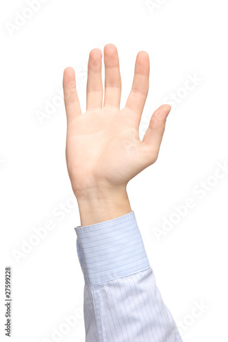 View of a raised hand
