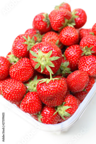 Freshly picked strawberries in punnet