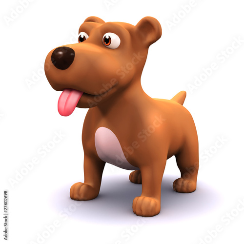 3d Small dogs tongue hangs out