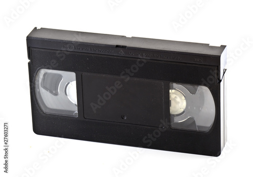 Old VHS cassette in white