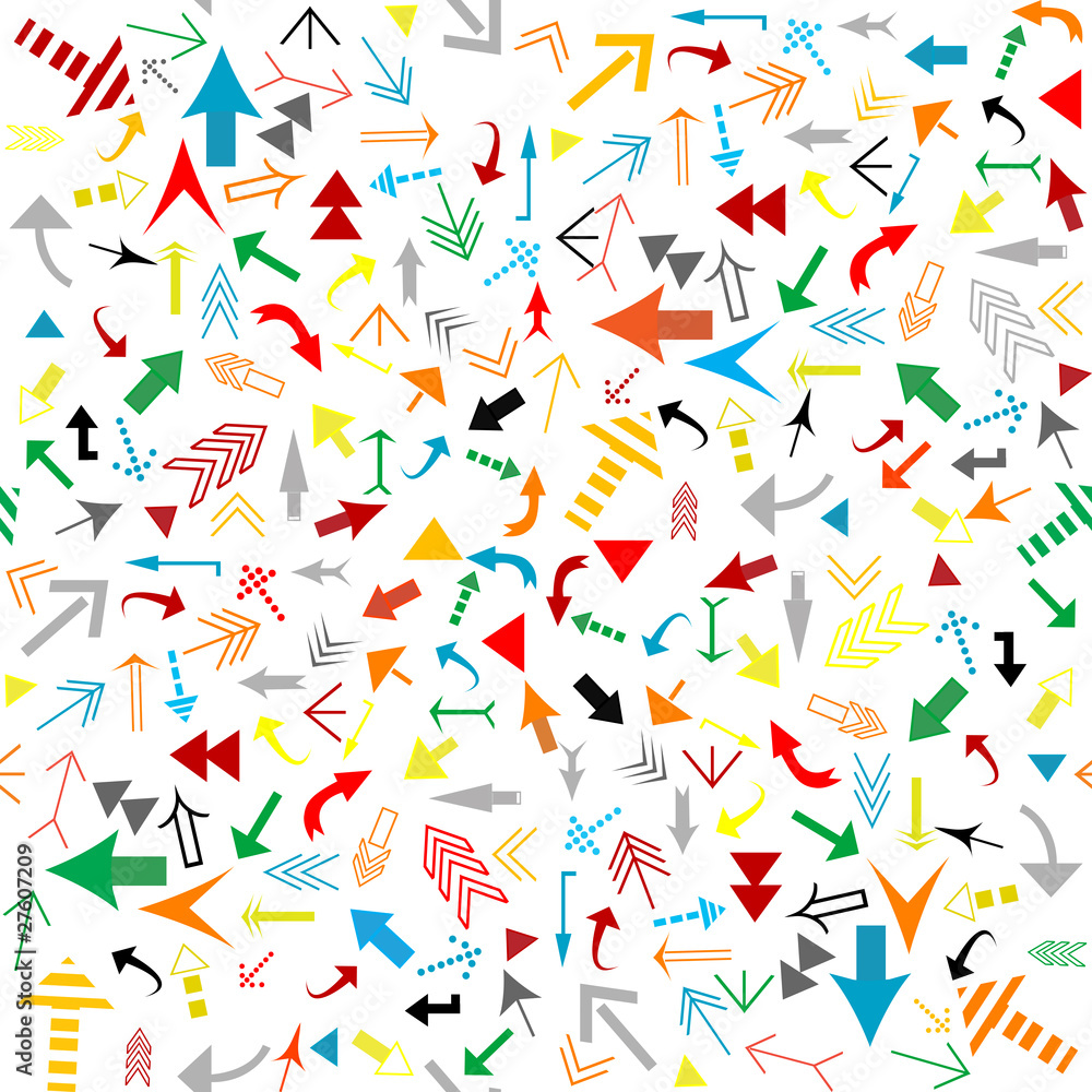 Seamless pattern with colored arrows
