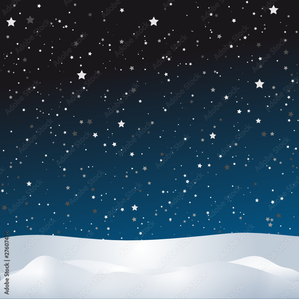 Hintergrundbild mit Sternenhimmel und Schneelandschaft