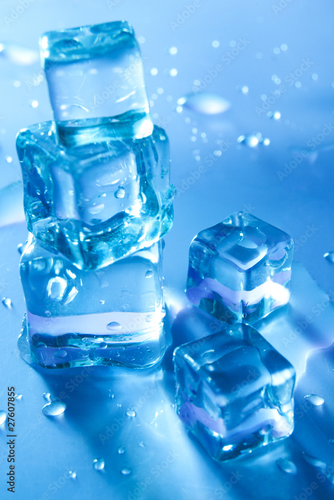 Blue melting ice cubes Blue melting ice cubes