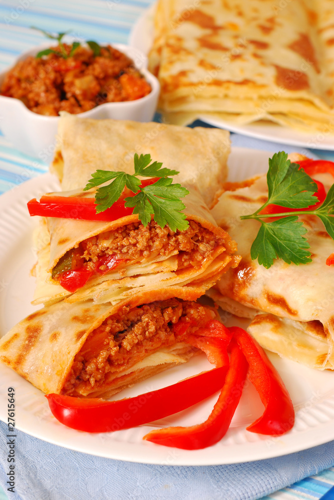pancakes with bolognese filling