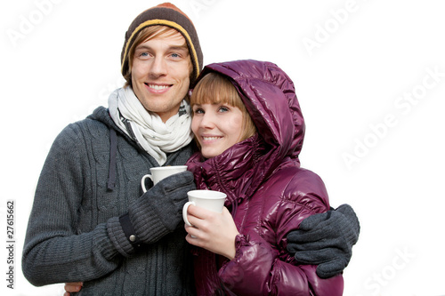 couple drinking hot drink