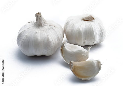 Garlics on white background