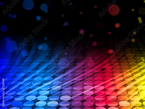 Disco Abstract Colorful Waves on Black Background